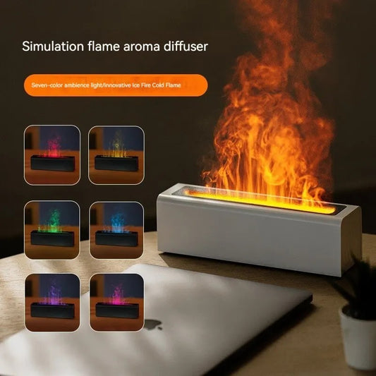 Flame Aroma Diffuser™ – Colorful USB Plug-in Humidifier with Essential Oil Mist & Cozy Fire Effect