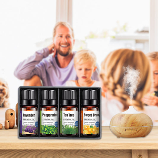Pure Essential Oil Set (4-Pack) – Lavender, Tea Tree, Peppermint & Sweet Orange for Aromatherapy & Relaxation