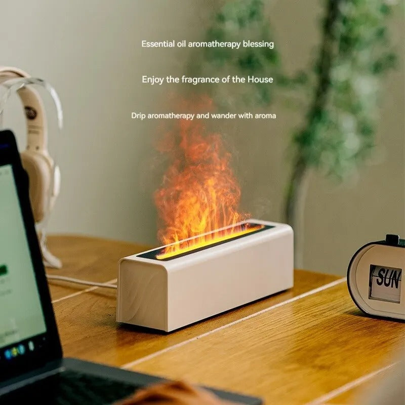 Flame Aroma Diffuser™ – Colorful USB Plug-in Humidifier with Essential Oil Mist & Cozy Fire Effect